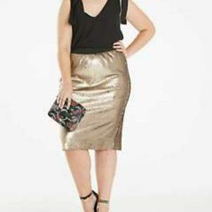Capsule Gold Sequin Skirt, Size 16